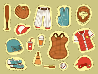 Baseball sport competition game team symbol softball play cartoon icons design sporting equipment vector illustration