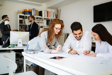Group of architects working on business meeting