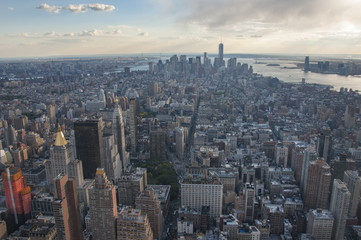 Manhattan street view and Nyc buildings from Empire State Building in New York City