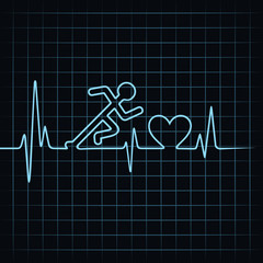Abstract running man with heartbeat