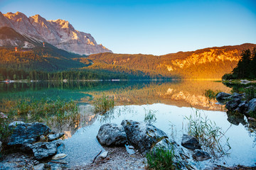 An impressive view of the famous lake Eibsee.