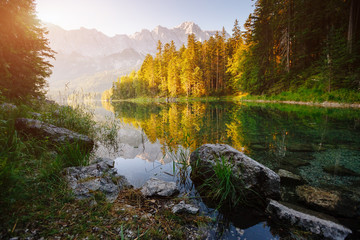 Fototapeta premium An impressive view of the famous lake Eibsee.