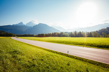 Scenic surroundings near the Konigsee lake. Wonderful day and gorgeous scene.