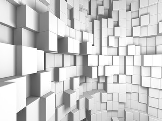 Abstract White Cubes Wall Background