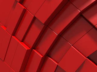 Fototapeta na wymiar 3d red abstract background of cubes