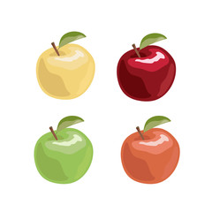 Apple set in cartoon style. Vector illustration.