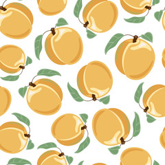 Peach seamless pattern. Vector illustration.