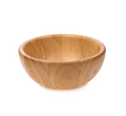 wooden bowl on white background