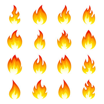 Fire flame icon set