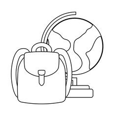 school backpack and geography tool