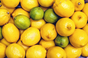 Fresh bunch of lemons and limes