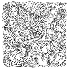 Cartoon vector doodles Diet food illustration
