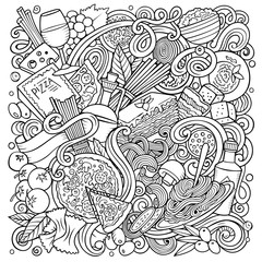Cartoon vector doodles Italian Food illustration