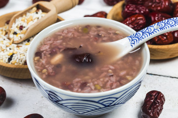 Eight Treasure Congee on traditional chinese festive porridge,