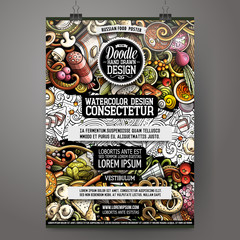 Cartoon hand drawn doodles Russian food poster design