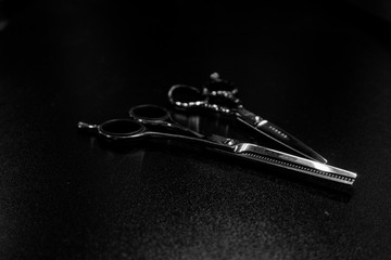 scissors hairdresser on a black background
