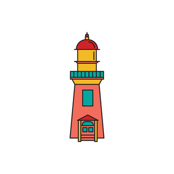 Lighthouse icon, cartoon style