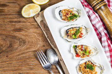 Roast oysters plate