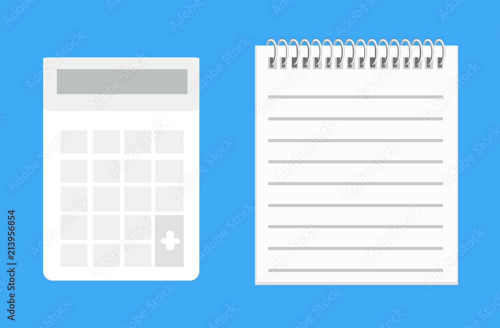 Aufkleber calculator and notepad