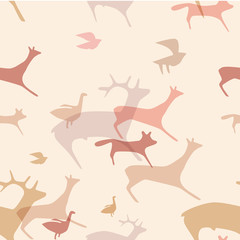 Seamless Pattern with wild animals. Background for textile, manufacturing, book covers, wallpapers, print or gift wrap