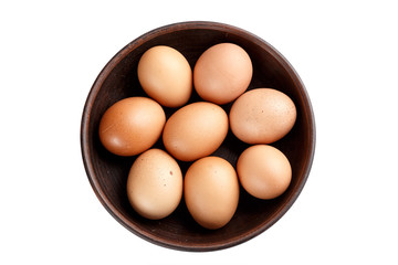 chicken eggs in a plate isolated