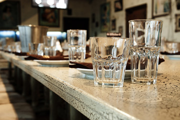 table setting in the restaurant