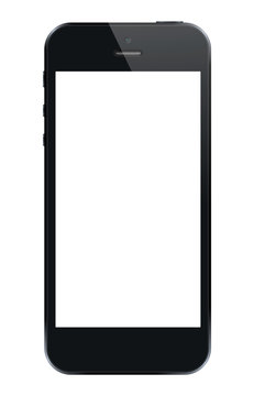 Smart phone with blank screen isolated on white background