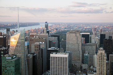 Manhattan street view and Nyc buildings from Empire State Building in New York City