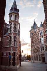 A picturesque street in the historic part of Antwerp, Belgium.