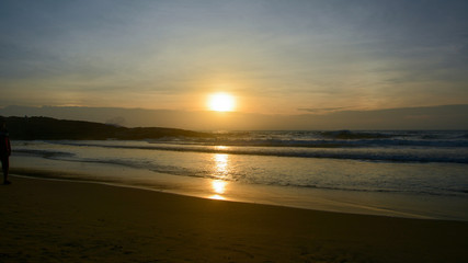 Fototapeta na wymiar Sunset, Arabian Se, Kerala is a state in South India on the Malabar Coast. Kovalam Beach
