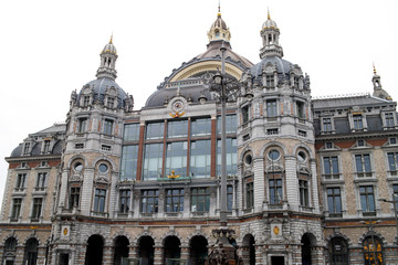Fototapeta na wymiar The building of the Central train station of Antwerp ,Belgium