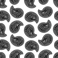 Ethnic Indian paisley seamless pattern. Orient traditional background.
