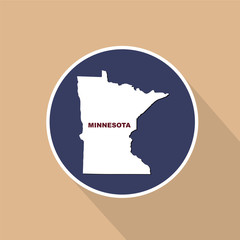 Map of the U.S. state of Minnesota on a blue background. State n