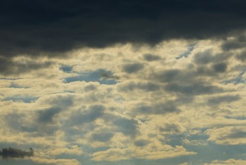 Fototapeta premium a lot of gray black clouds in the dark sky