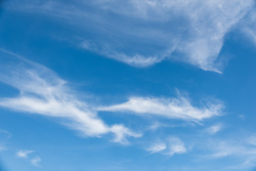 Cirrostratus cloudscape or Fluffy cirrus clouds on blue sky, Beautiful cirrocumulus on the high altitude layer