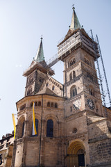 Fototapeta na wymiar Bamberg Cathedral .A beautiful medieval Christian Church in the city of Bamberg's world cultural heritage. Franconian attraction in Bavaria