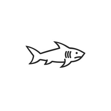 Shark line icon, isolated on white background. Vector illustration.