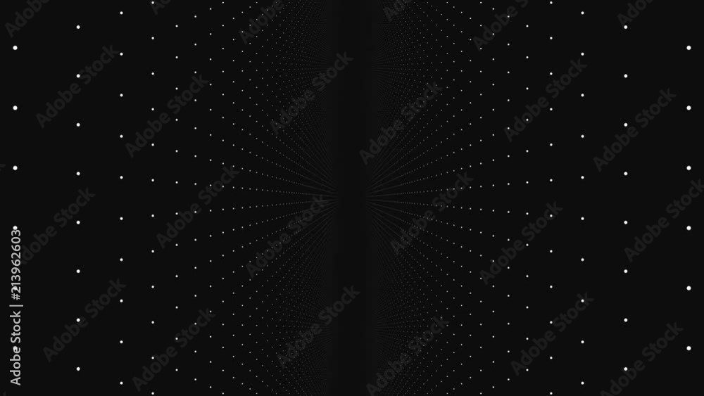 Aufkleber moving through abstract fractal point matrix lattice. moving infinite square twisted tunnel of shini