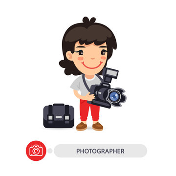 Woman Photographer Cartoon Character