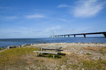 The great belt bridge, Storebelt in Denmark, connecting Zealand with Funen