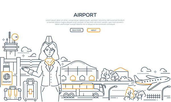 Airport - modern line design style illustration