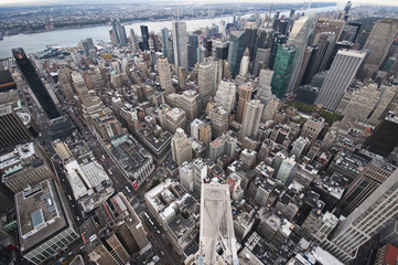 Fototapeta premium Manhattan street view and Nyc buildings from Empire State Building in New York City