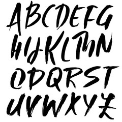 Hand drawn dry brush lettering. Grunge style alphabet. Handwritten font. Vector illustration.