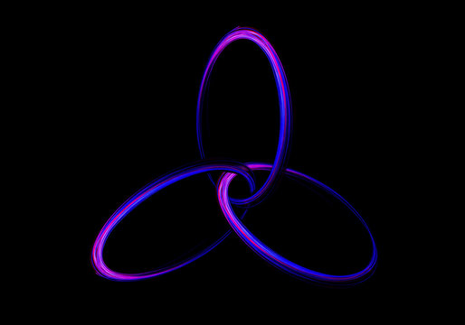 Sign from abstract circle from LED light on the black background.