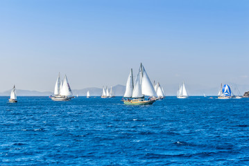 Kalymnos Island, Greece; 23 October 2010: Bodrum Cup Races, Gulet Wooden Sailboats