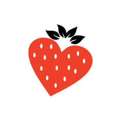 strawberry, love, heart, logo, sign