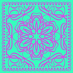 Decorative Geometric Pattern With Round Ornament in Ethnic Style. Abstract Floral Mandala Art. vector illustration.