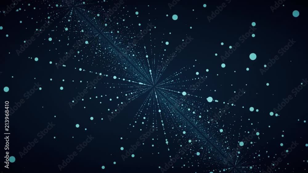 Poster moving through abstract fractal point matrix lattice. moving infinite square twisted tunnel of shini