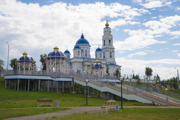 Fototapeta na wymiar Cathedral of St. Nicholas in Chistopol, Republic of Tatarstan. Summer day 8 July 2018