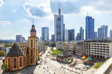 Skyline of modern Frankfurt am Main, Germany - obrazy, fototapety, plakaty